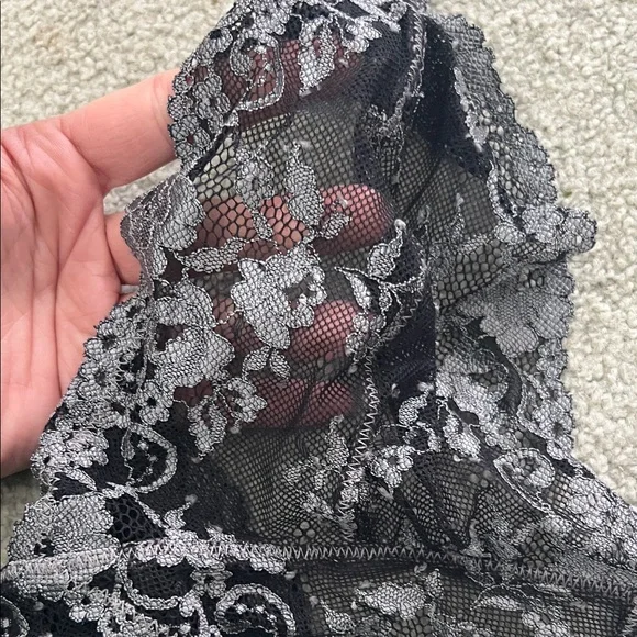 Free people Intimately Anthropologie Lace Halter Bodysuit in Black and Gray M - Picture 2 of 6